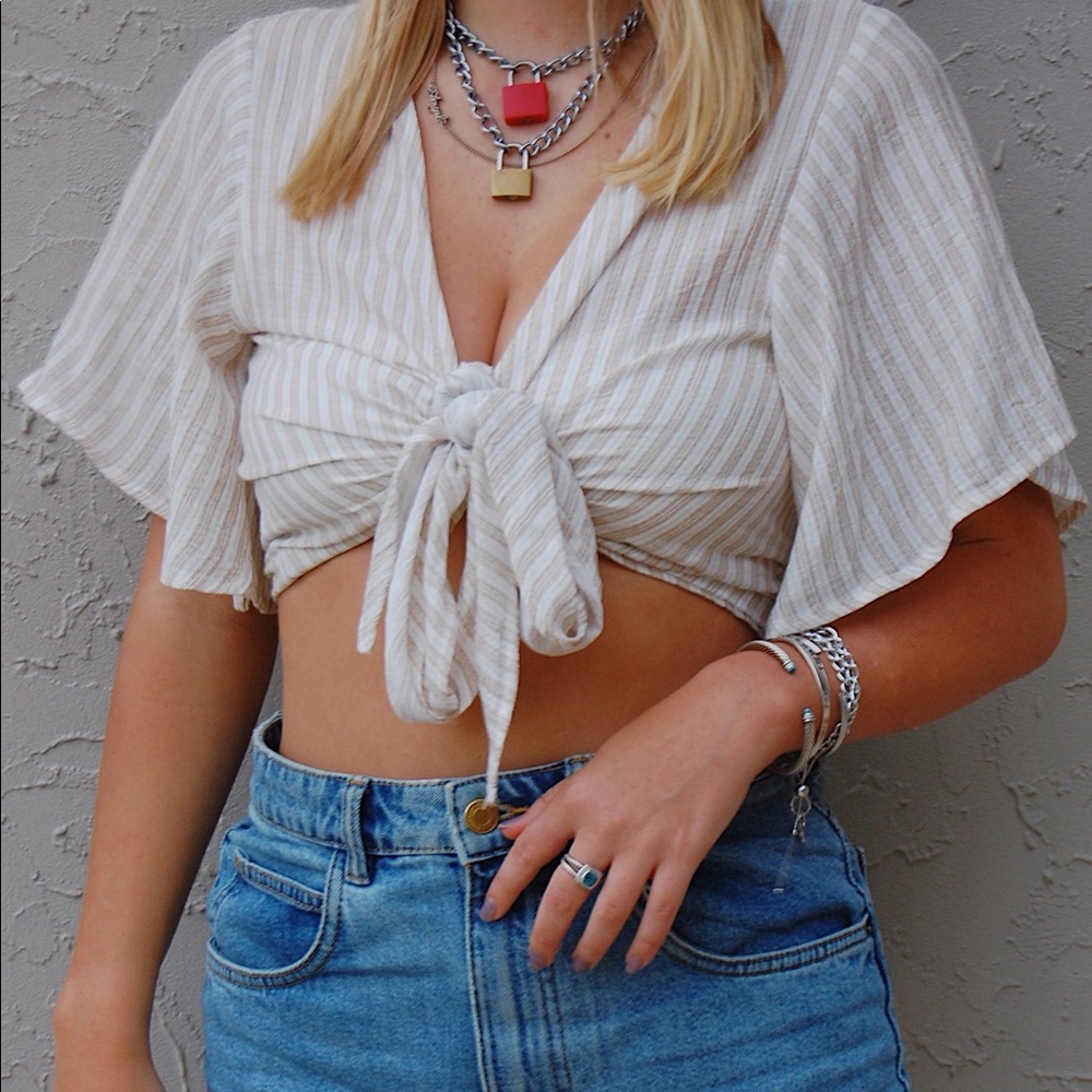 Striped Princess Polly Tie Top